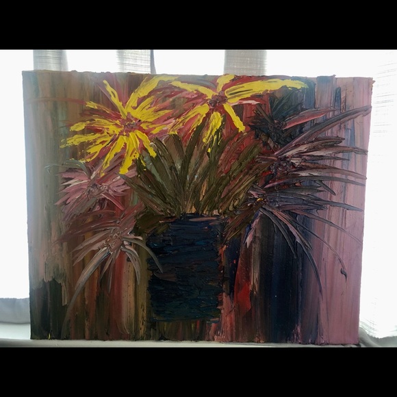 Unique artist original boho floral oil painting - Picture 2 of 3